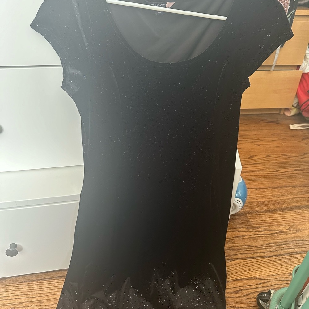 ModCloth black velvet glitter skater dress size medium
